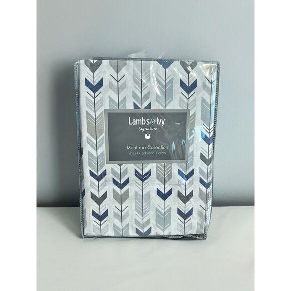 Crib Sheet Lambs & Ivy-Montana-NEW Blue Arrow Boho Baby Shower Gift Bedding - Picture 2 of 5
